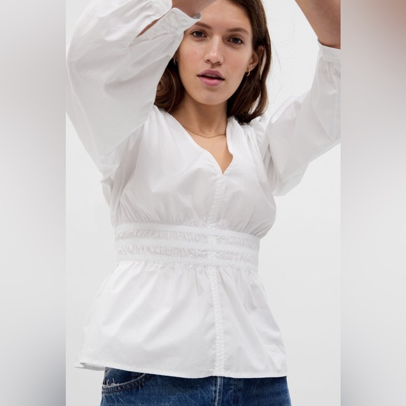 Puff Sleeve Peplum Top - Picture 2 of 13